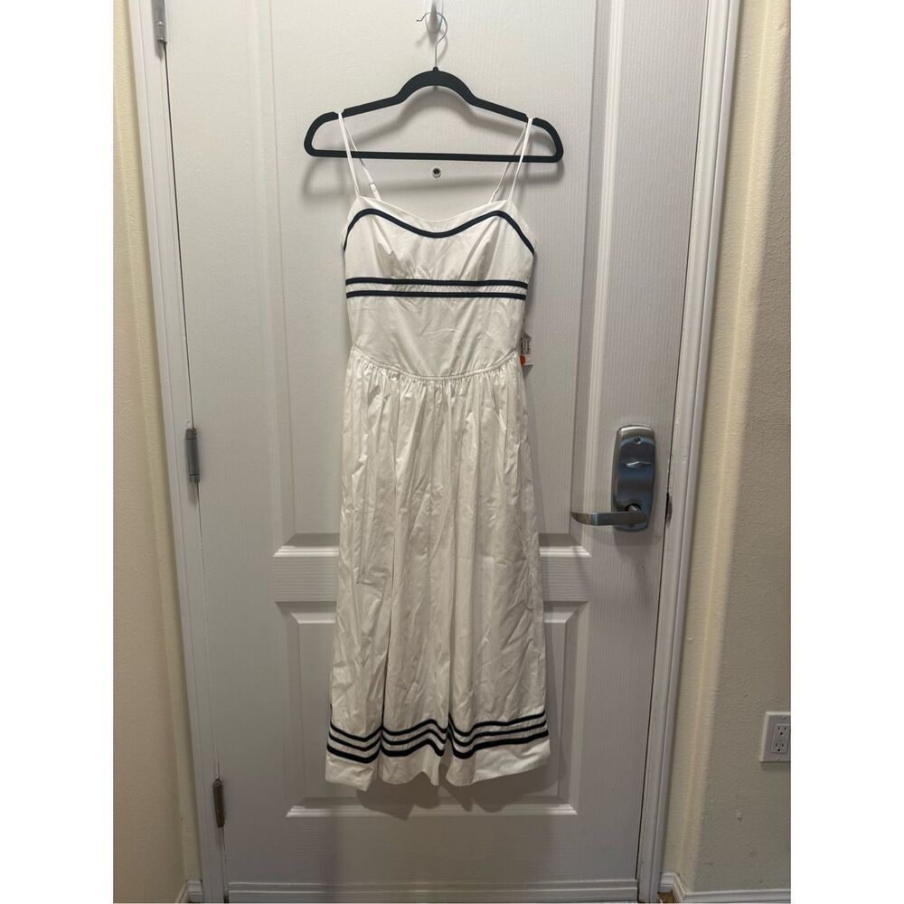 Moon River Spaghetti Strap Midi Dress- White Sailor-inspired details Size S NWT - Picture 5 of 7